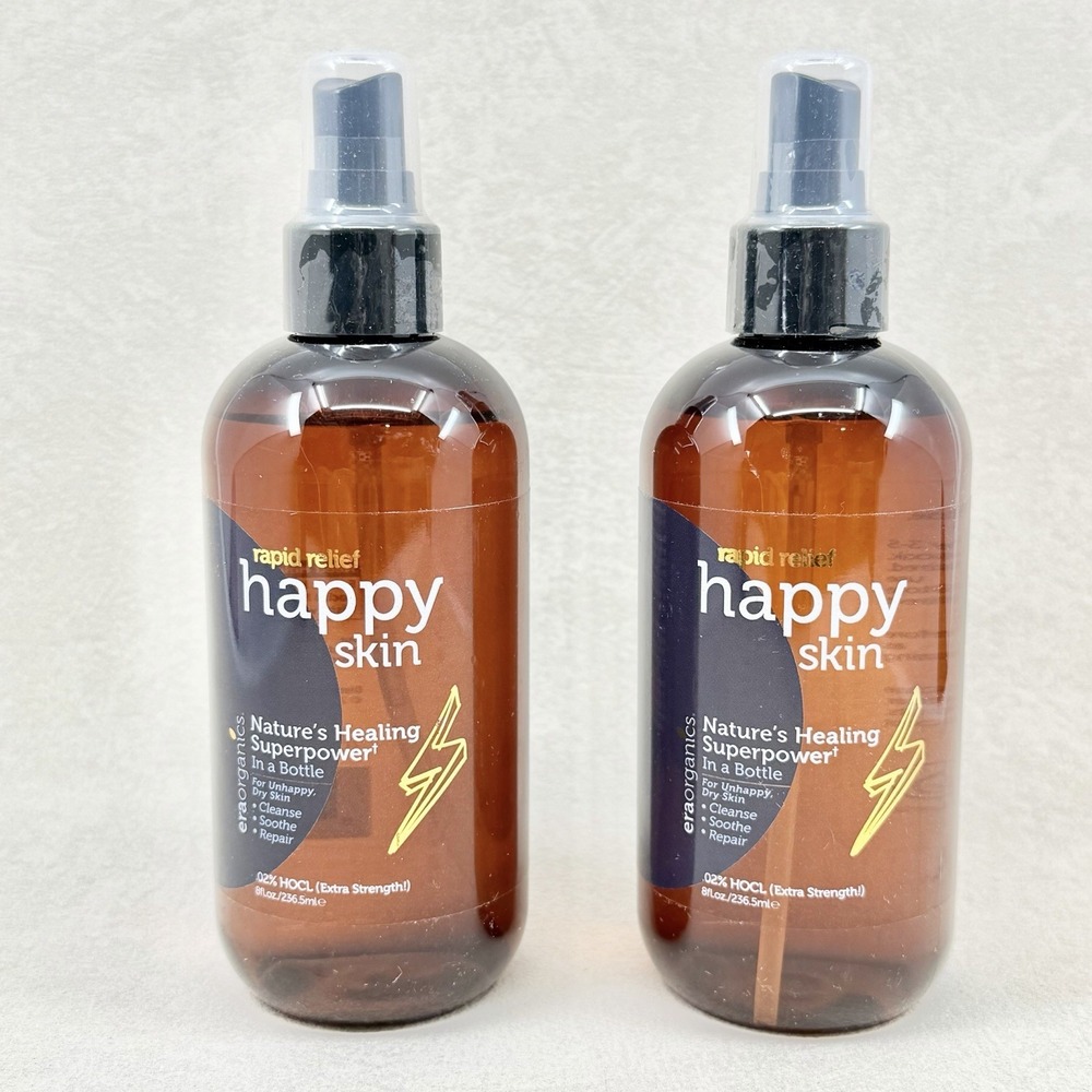 2 PACK Happy Skin .02 % Hypochlorous Acid Spray Skin Cleanser for Face Body